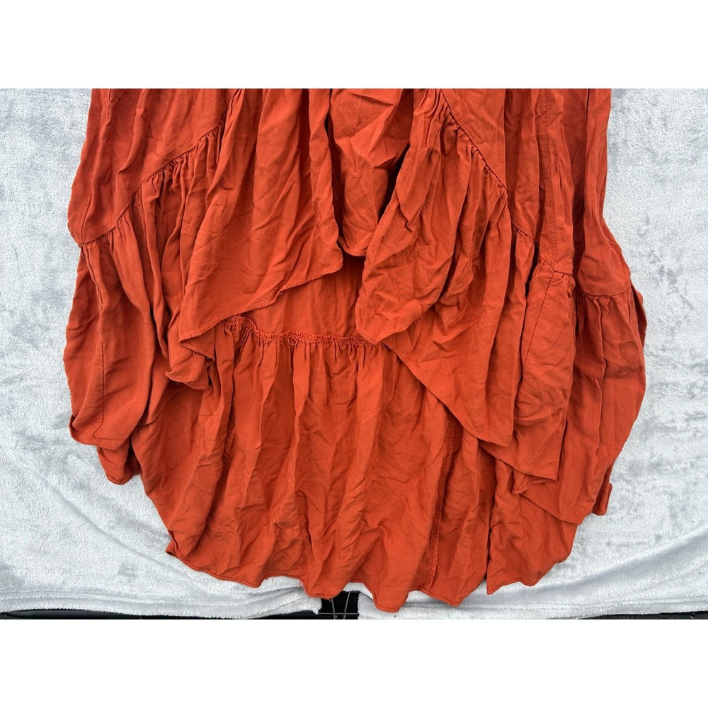 Women’s High-Low Ruffle Slip Dress - Rust - Picture 4 of 9